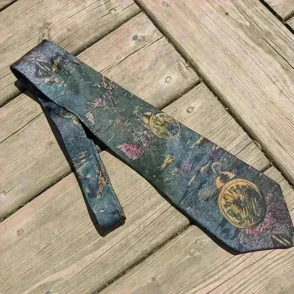 Vintage Christian Dior clock design men's tie - Picture 3 of 12